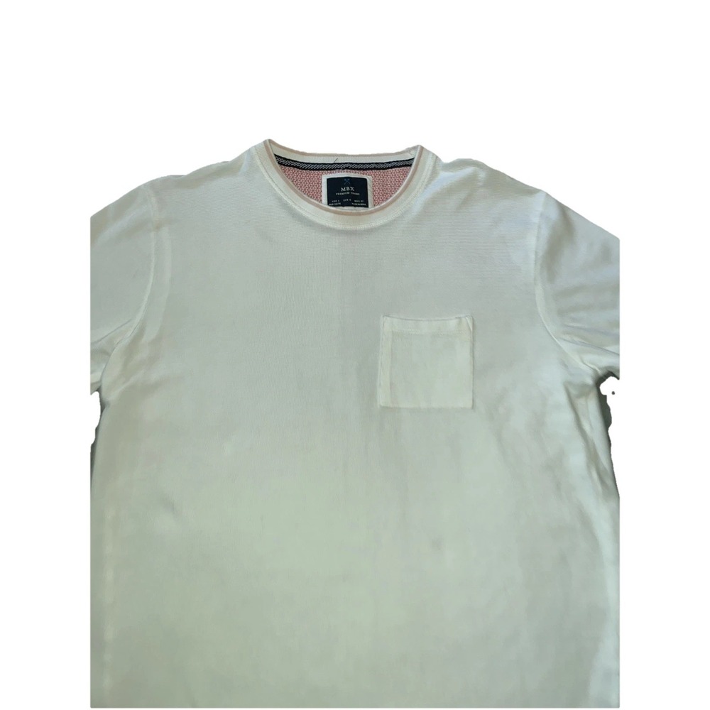 MBX Premium Goods Men White T-shirt 100% Cotton Size Large